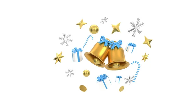 Feliz Fundo Natal Com Ornamentos Ouro Brilhante Flocos Neve Presente — Fotografia de Stock