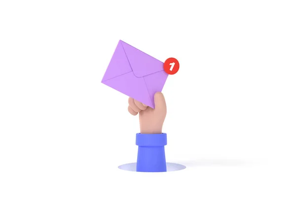 Hand Hält Einen Umschlag Mit Benachrichtigungs Icon Mit Mail Nachricht — Stockfoto