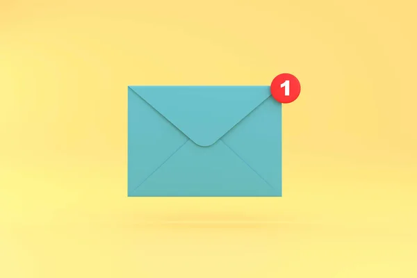 3d. mail envelope with notification new message. envelope email  unread.