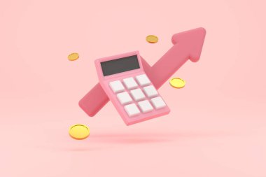 3d. minimal calculator concept of financial management. calculating financial risk planning