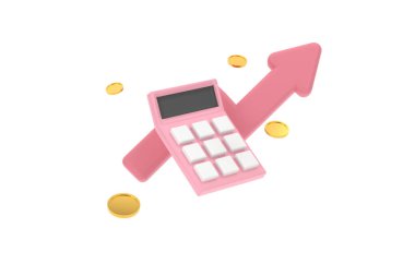 3d. minimal calculator concept of financial management. calculating financial risk planning