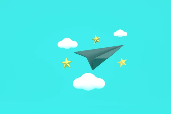 Χαρτί Αεροπλάνο Σύννεφα Concept Online Κοινωνικό Δίκτυο — Φωτογραφία Αρχείου