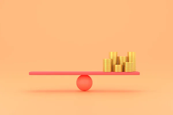 Golden Coin Balancing Scale Business Finance Concept — Photo