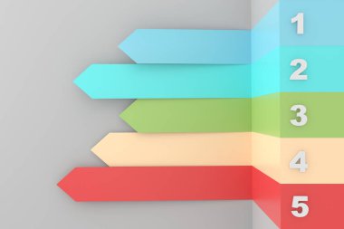 Üç boyutlu. Ok bilgi şablonu. Infographic seçenekleri pankartı. Pazarlama simgeleri ve tasarım içeren ticari bilgi grafikleri düzeni
