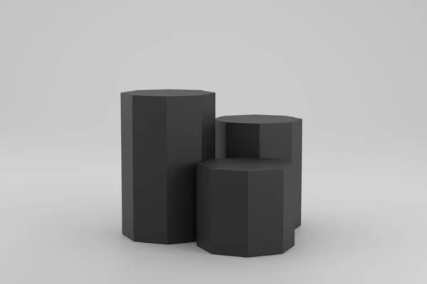 Elegáns Fekete Octagon Podium Geometriai Háttér Prémium Prezentációkhoz — Stock Fotó