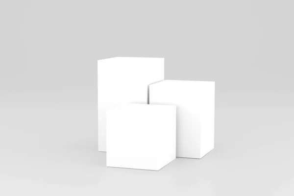 Moderno Podio Quadrato Bianco Sfondo Geometrico Presentazioni Dinamiche — Foto Stock