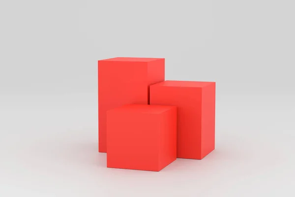動的プレゼンテーションのための幾何学的背景に現代の赤の正方形の表彰台 — ストック写真