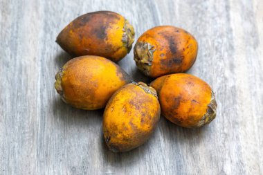 Taze taze betel fındığı mı yoksa ahşap arka planda Areca catechu mu?.