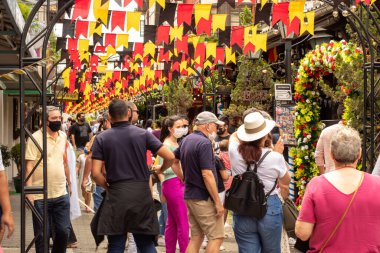 Blumenau, Santa Catarina, Brezilya - 10 Ekim 2024: Blumenau Oktoberfest bir Alman gelenek festivali.