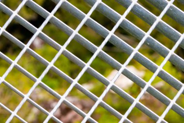 Bulanık bitki örtüsüne sahip metal ızgara