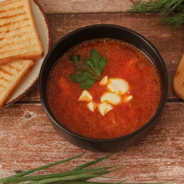 Lezzetli Ukrayna çorbası çorbası.