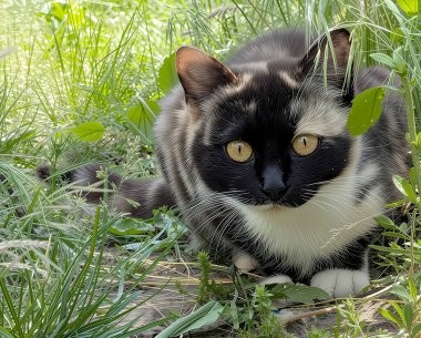 Küçük bir kaplanı andıran tüylü bir kedi yavrusu çimlere çömelmiş. Kehribar rengi iki damla gibi anlamlı gözleri merakı yayıyordu. Çizgili namlusu ona özel bir tılsım verdi.