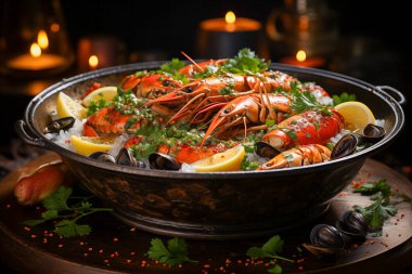 Kendinizi Portekiz Cataplana 'mızla bir aşçılık yolculuğuna sokun, deniz ürünleri senfonisi kıyı tatlarını yakalıyor, gıda sanatı ve fotoğraf objektifinden sunuluyor. Ai Sanat