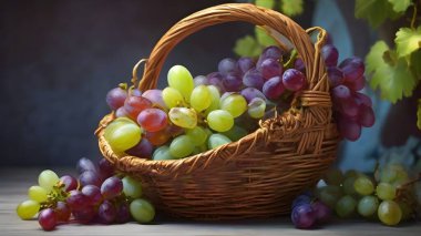 Taze üzümler sepette