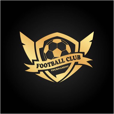 Futbol kulübü turnuvası vektör logosu izole edildi. Futbol temalı logoların vektör illüstrasyonu