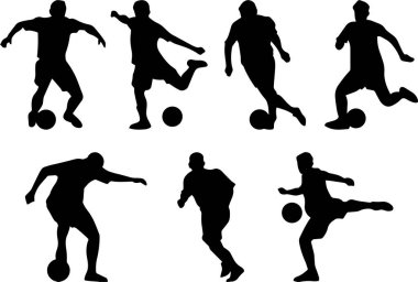 Futbol Futbolcusu Siluetleri çok farklı pozlarda.