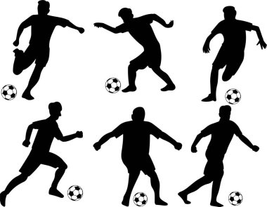 Futbol oynayan insanların siluetleri.