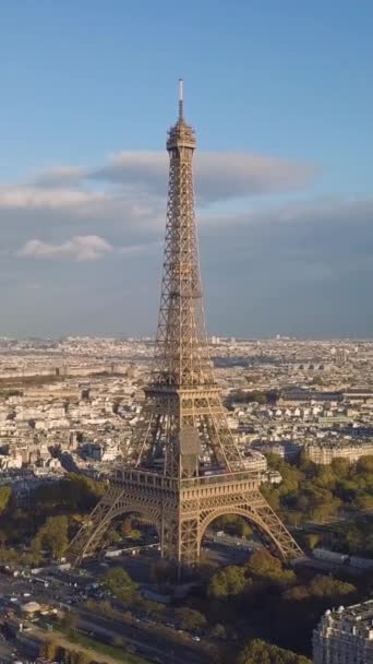 Vista Aerea Della Torre Eiffel Video Verticale — Video Stock