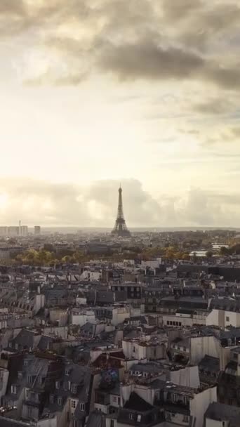 Paris Havadan Görünüşü Dikey Video — Stok video