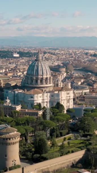 Αεροφωτογραφία Του Βατικανού Και Της Ρώμης Κάθετη Βίντεο — Αρχείο Βίντεο