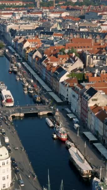 Luftaufnahme Von Kopenhagen Morgen Vertikales Video — Stockvideo