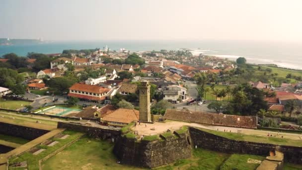 スリランカのガレ ダッチ砦の空中ビュー — ストック動画