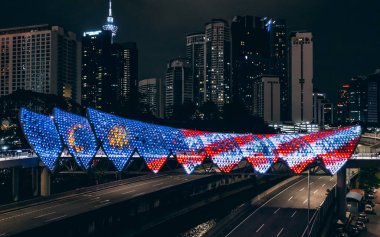 Malaysia, Kuala Lumpur, January 2023 - night view Pintasan Saloma bridge in Kuala Lumpur
