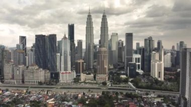 Malaysia, Kuala Lumpur, January 2023 - Aerial view of downtown and its famous skyscrapers