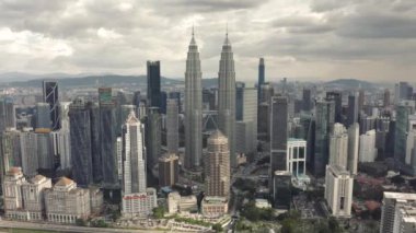 Malaysia, Kuala Lumpur, January 2023 - Aerial view of downtown and its famous skyscrapers