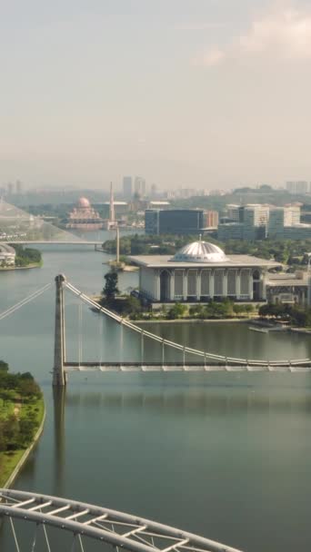Aerial View Putrajaya Sunny Day Vertical Video — Stockvideo