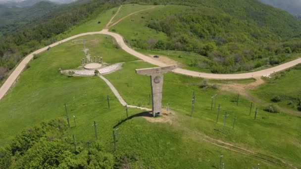 Vista Aérea Del Monumento Batalla Didgori Georgia — Vídeos de Stock