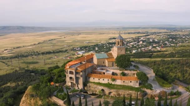 Вид Згори Монастир Шавнабада Тбілісі — стокове відео