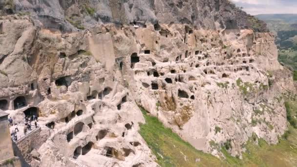 Vedere Aeriană Asupra Vardziei Este Mănăstire Peșteri Din Sudul Georgiei — Videoclip de stoc