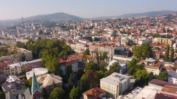 Αστικό Τοπίο Του Σεράγεβο Αεροφωτογραφία — Αρχείο Βίντεο