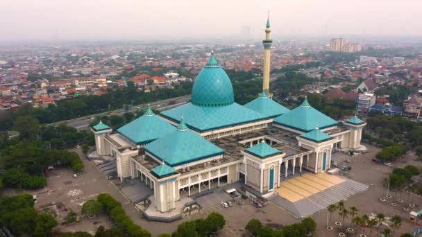 Widok Lotu Ptaka Narodowy Meczet Akbar Surabaya — Wideo stockowe