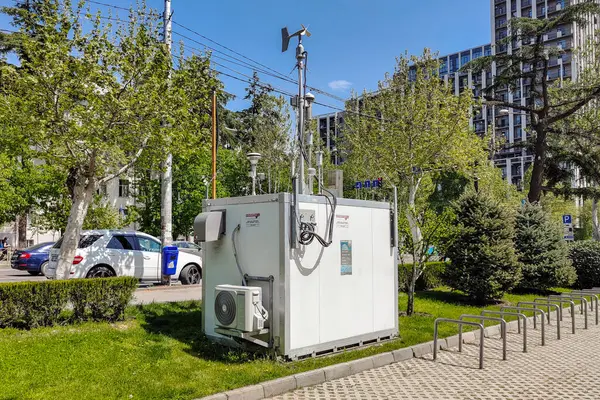 Georgia Tbilisi April 2024 Side View Air Quality Monitoring Station Royalty Free Stock Photos