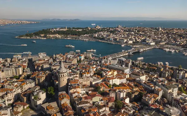 Υψηλή Γωνιακή Άποψη Της Κωνσταντινούπολης Αεροφωτογραφία Εικόνα Αρχείου