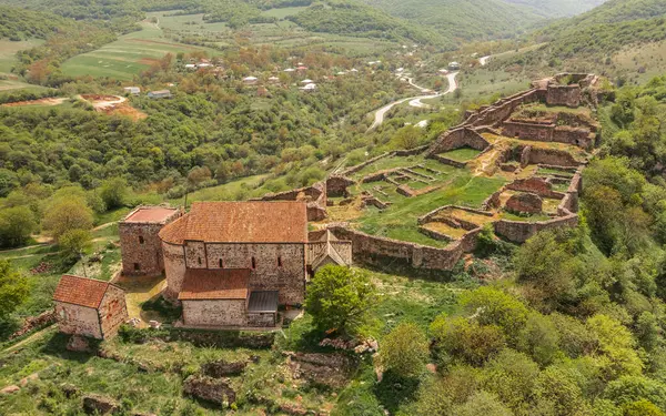 格鲁吉亚中世纪城镇Dmanisi的废墟 图库图片