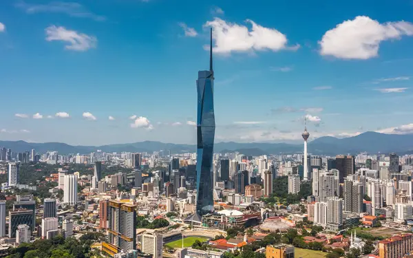 stock image Malaysia, Kuaka Lumpur, January 26, 2024 - Aerial view of Merdeka 118 tower, also known as Menara Warisan Merdeka, KL 118 and PNB 118