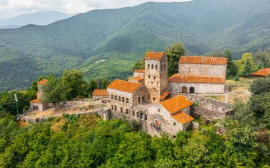 Gürcistan 'daki Nekresi manastırının havadan görünüşü