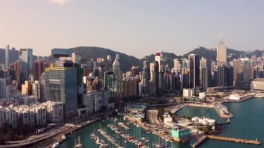 Hong Kong, Çin, 9 Mart 2025 - Sabah Hong Kong 'un şehir silueti