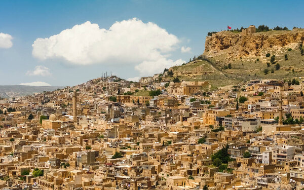 Cityscape of Mardin. It is a city and seat of the Artuklu District of Mardin Province in Turkey