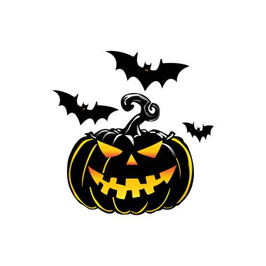 Cadılar bayramı kavramı yarasalı balkabağı