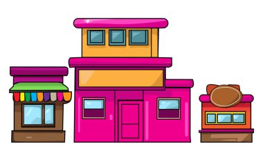 Binalar Simge Vektör Çizgi Filmi Düz Renk Görüntüsü