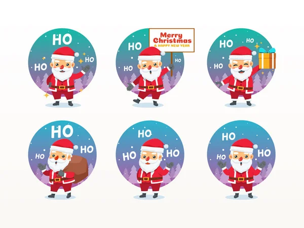 Various Poses Santa Claus Isolated Vector Illustration — Image vectorielle