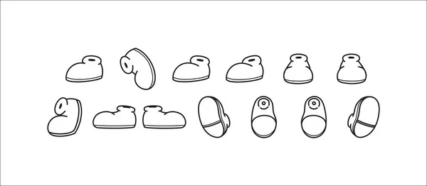 Compilação Cartoon Shoe Desenhos Animados Elementos Caráter — Vetor de Stock