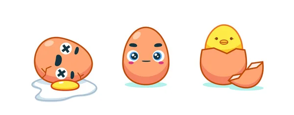 Три Милых Яйца Изолированная Векторная Иллюстрация — стоковый вектор