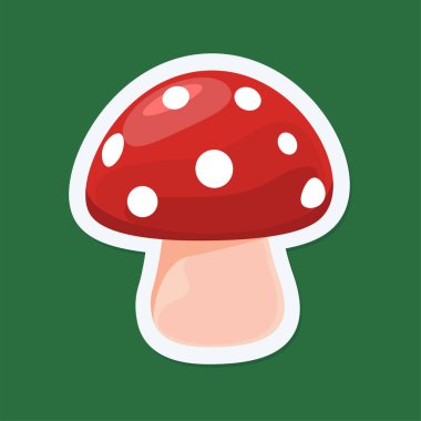 Şirin Kırmızı Mantar. İzole Vektör İllüstrasyonu