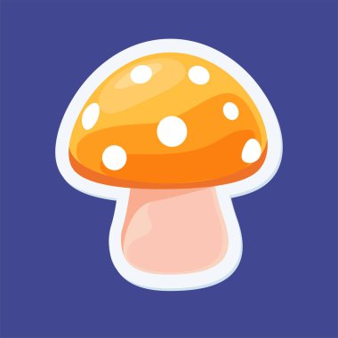 Şirin Sarı Mantar. İzole Vektör İllüstrasyonu