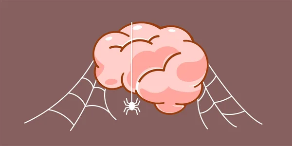 クモの巣を持つ未使用の脳 絶縁ベクトルイラスト — ストックベクタ
